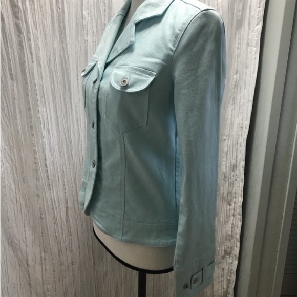 Talbots light blue military style stretch denim jacket 2P - Picture 7 of 11